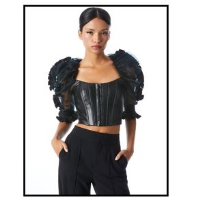 Alice + Olivia Fantasia pleat-sleeve bustier BRAND NEW